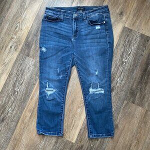 Judy Blue Capri Jeans Women’s 13/31 Distressed Stretch Denim Casual Streetwear